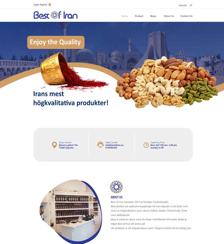 طراحی سایت شرکت Best of Iran