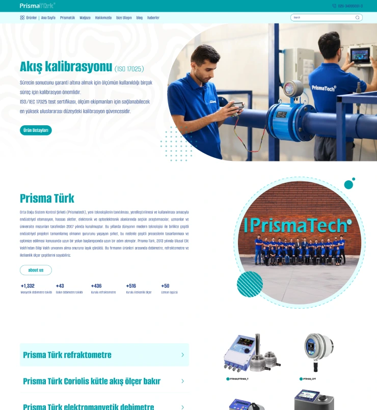 طراحی سایت شرکت prismatech ترکیه